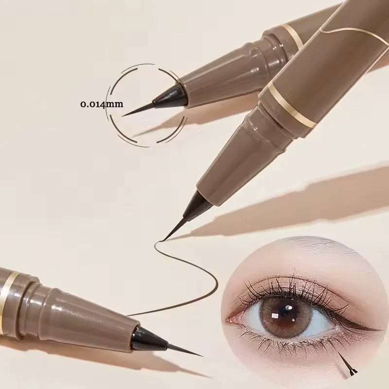 Slim eyeliner is waterproof, sweat-proof, long-lasting and non-smudged. Newbie brown eyeliner liquid pen