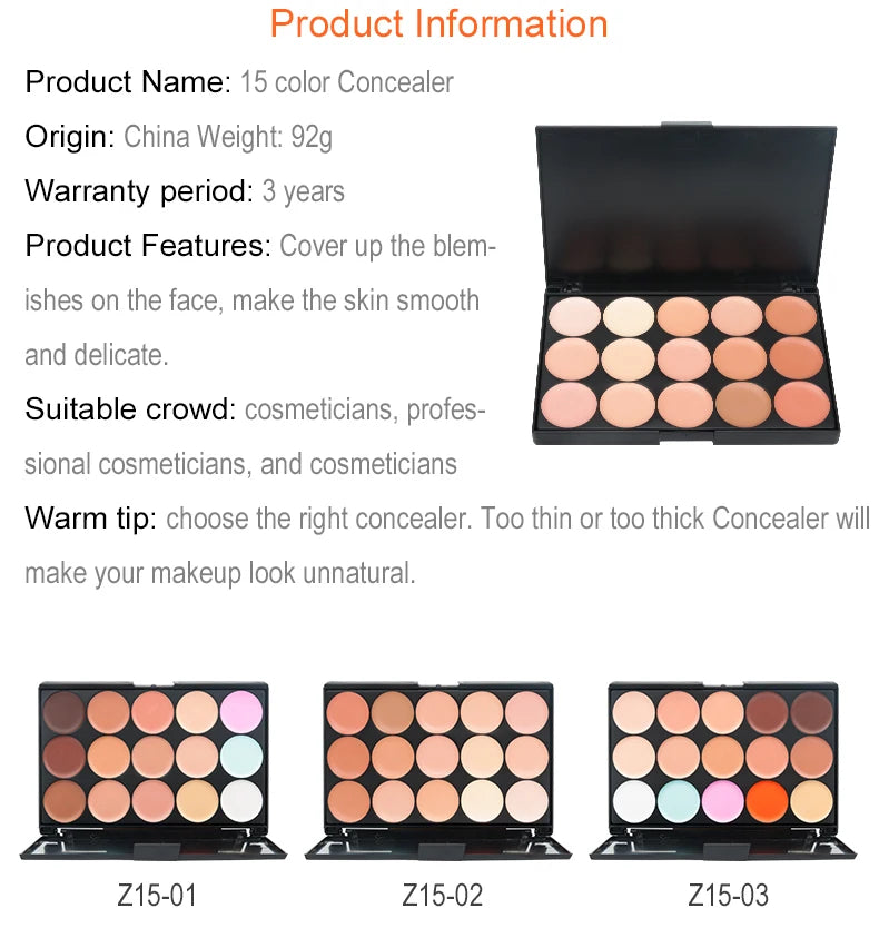 15 Colors Face Concealer Camouflage Cream Contour Palette Maquillaje Profesional Foundation Paleta Concealer