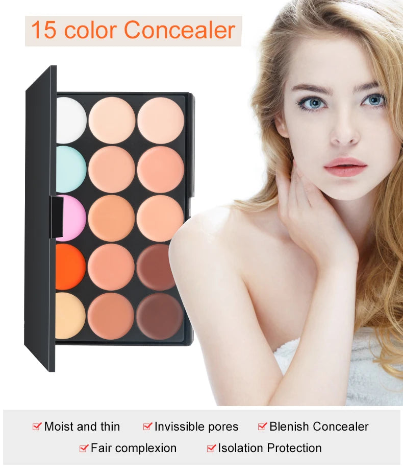 15 Colors Face Concealer Camouflage Cream Contour Palette Maquillaje Profesional Foundation Paleta Concealer