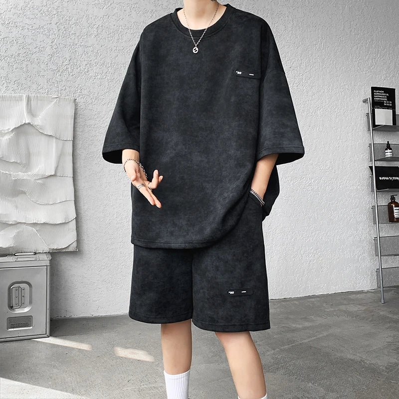 Loose Spor Men's ort Sve Tie-Dye Set Summer Faion Casual Versatile Teenage Boys' Outfit Comfortable Breathable