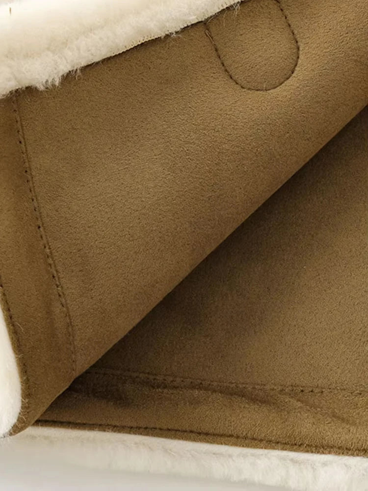 TRZA-Thick Warm Faux Fur Jacket for Women, Long Sleeve Coat, Front Toggle, Female Outerwear, Chic Tops, Fashion