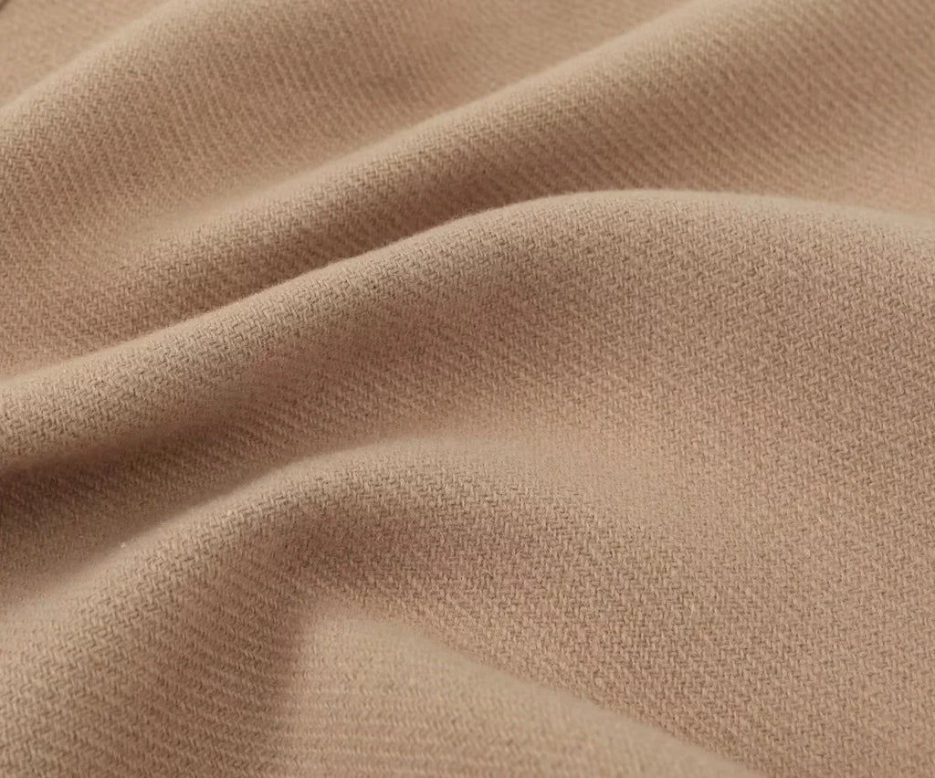 TRAFZA Winter Women's Loose Short Jacket Stand Collar Long Sleeve Button Casual Jacket Women's Wool Blended Khaki Top Y2K