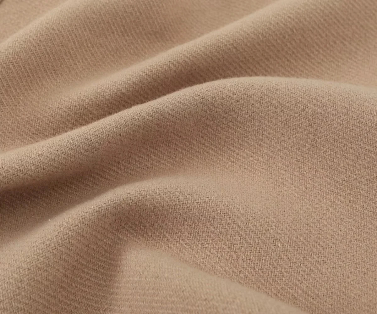 TRAFZA Winter Women's Loose Short Jacket Stand Collar Long Sleeve Button Casual Jacket Women's Wool Blended Khaki Top Y2K