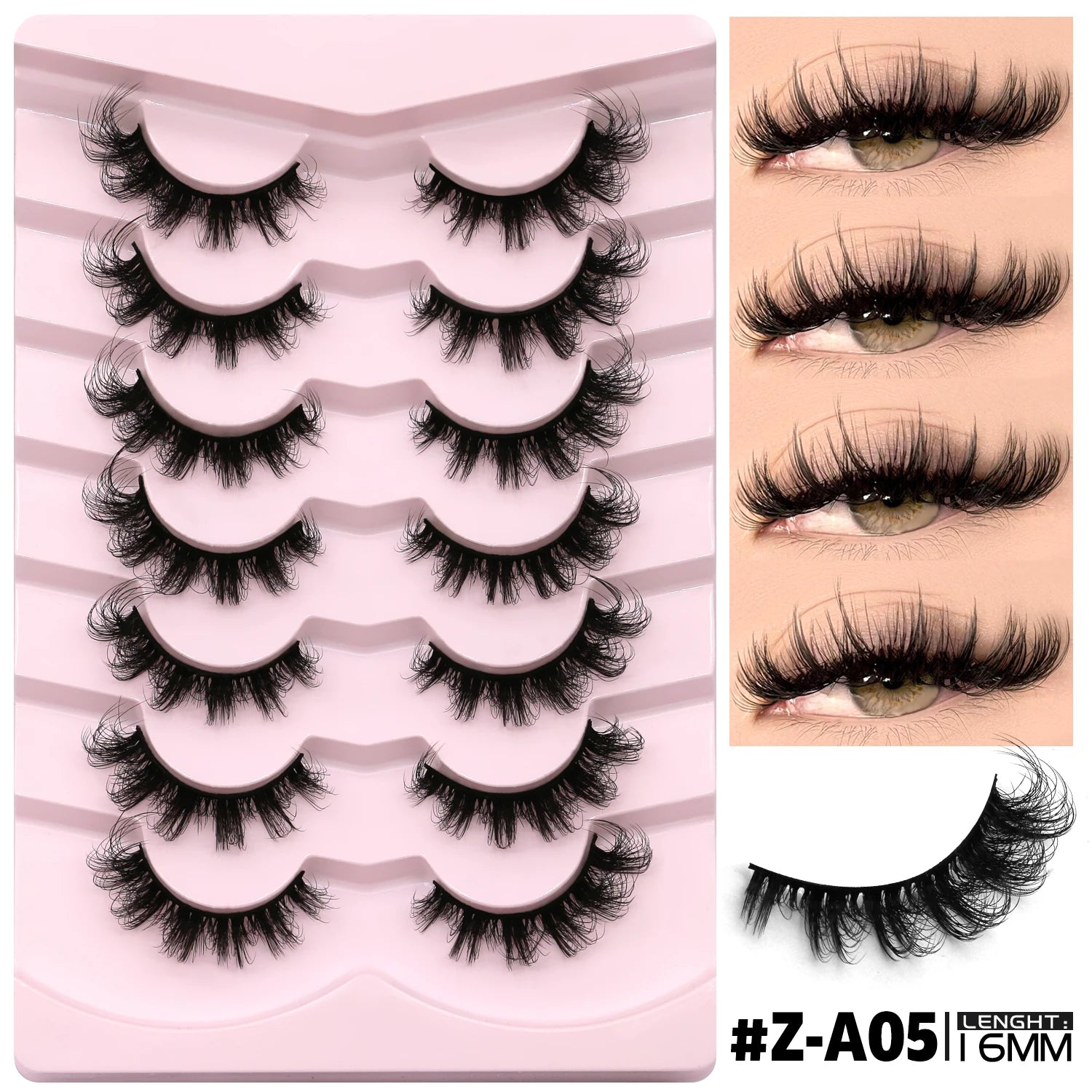 GROINNEYA 3D Mink Lashes Cat Eyelashes Fluffy Wispy Volume Lashes Natural Feathery Effect Lightweight Flexible Band Fake Lashes