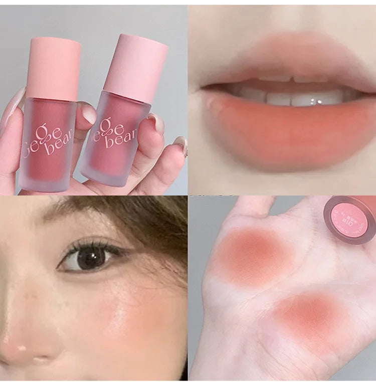 Gege Bear Smooth Multi-purpose Cream Expansion Color Blush Eye Shadow Not Easy to Fade Nude Matte Velvet Lip Glaze