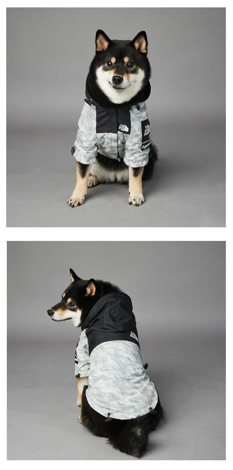 French Bulldog Stormproof Jacket Windproof Waterproof Dog Coat with Face Cover,Reflective Sports Outfit for Frenchie Winter Wear