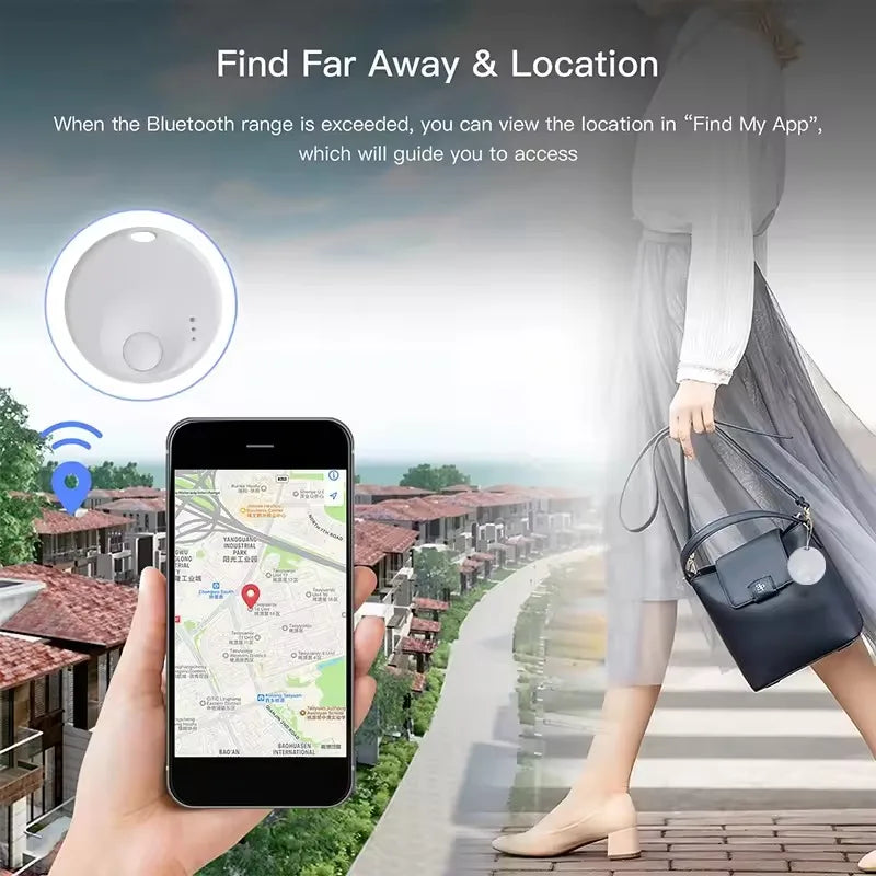 New Mini Smart Tag Bluetooth Luggage Tracker Works with Apple Find My (iOS Only) Item Locator for Key Luggage Backpack