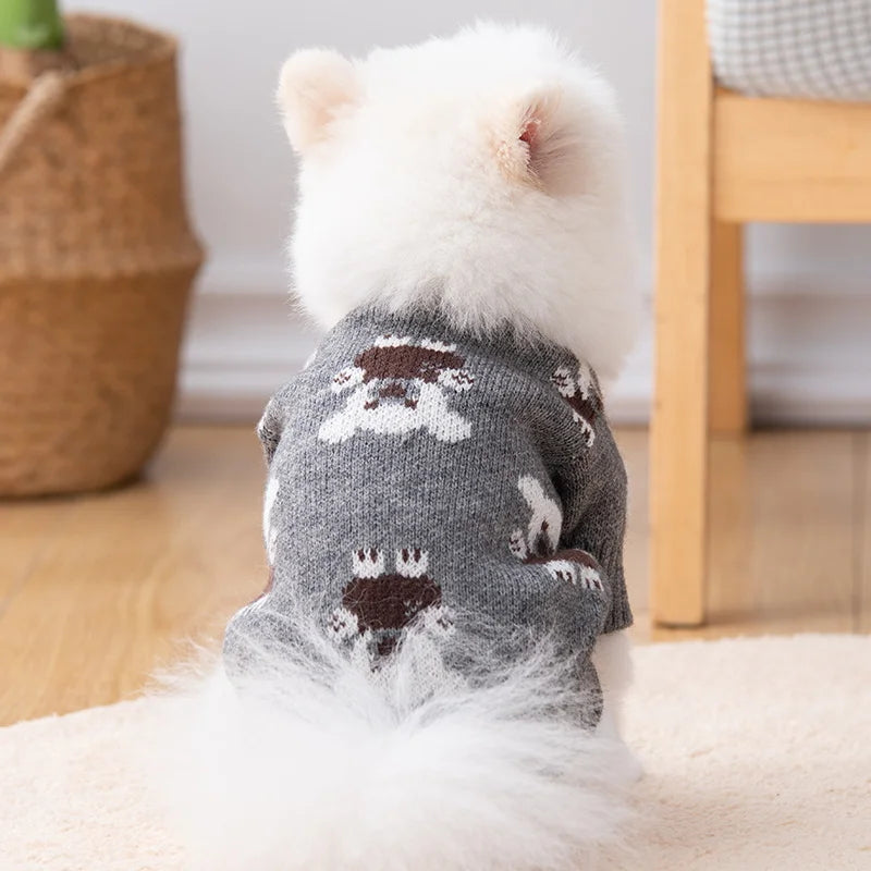 Cuddly Bear Button-Up Dog Cardigan,Cozy & Chic Polyester Knit Sweater, Winter Warmth for Small Breeds