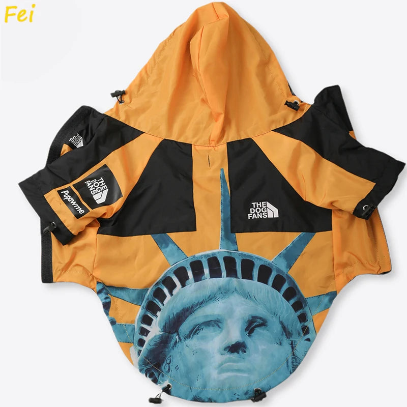 French Bulldog Stormproof Jacket Windproof Waterproof Dog Coat with Face Cover,Reflective Sports Outfit for Frenchie Winter Wear