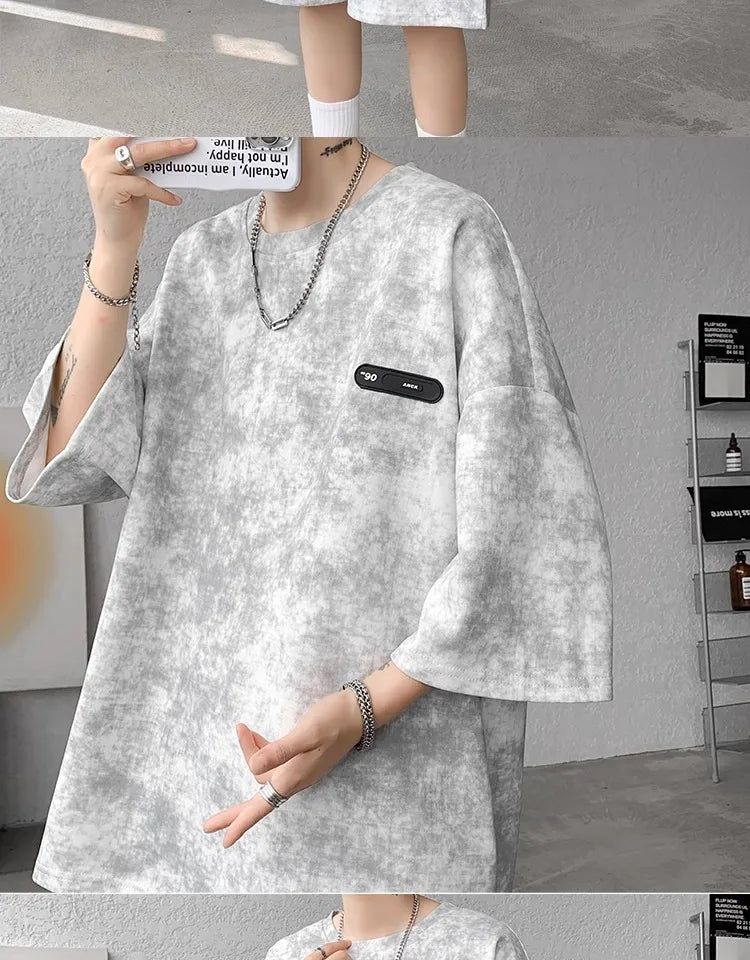 Loose Spor Men's ort Sve Tie-Dye Set Summer Faion Casual Versatile Teenage Boys' Outfit Comfortable Breathable