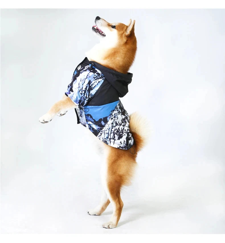 French Bulldog Stormproof Jacket Windproof Waterproof Dog Coat with Face Cover,Reflective Sports Outfit for Frenchie Winter Wear