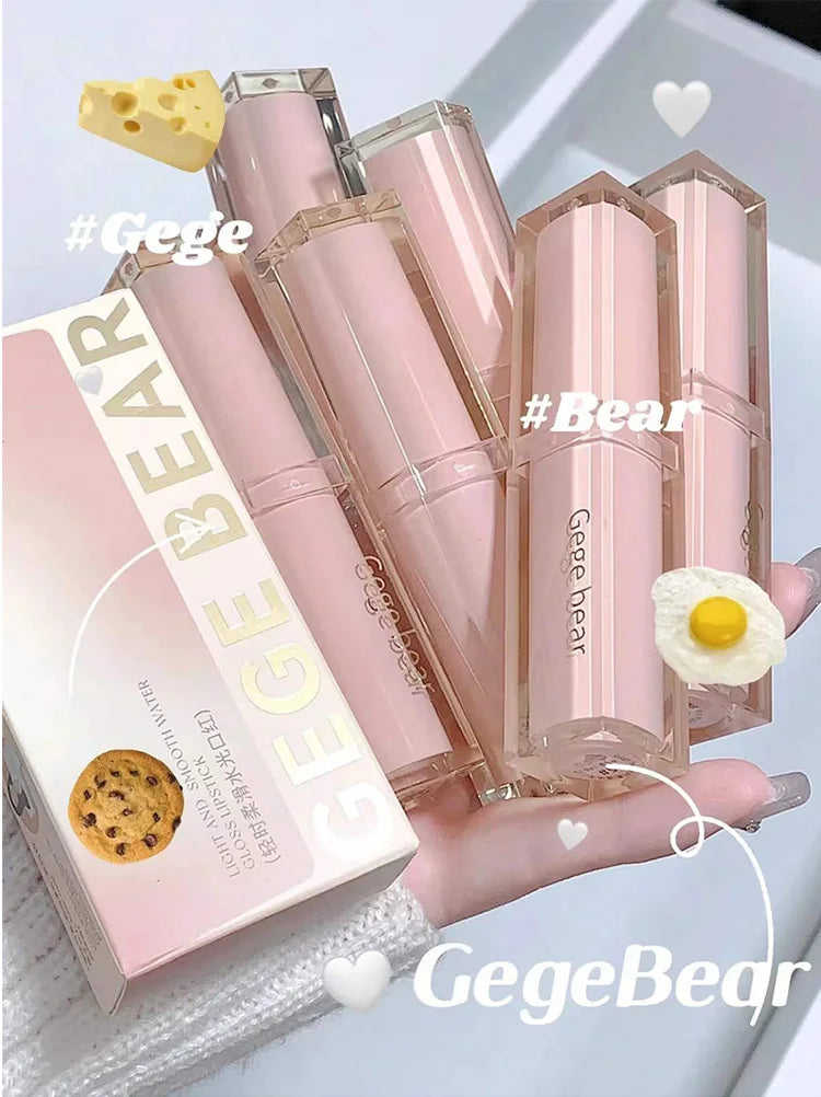 Silky Glossy Lipstick Gege Bear Pump Lips Moisture Water Bomb Comfortable Ultra Sheen Non-Stick Cup Lip Balm