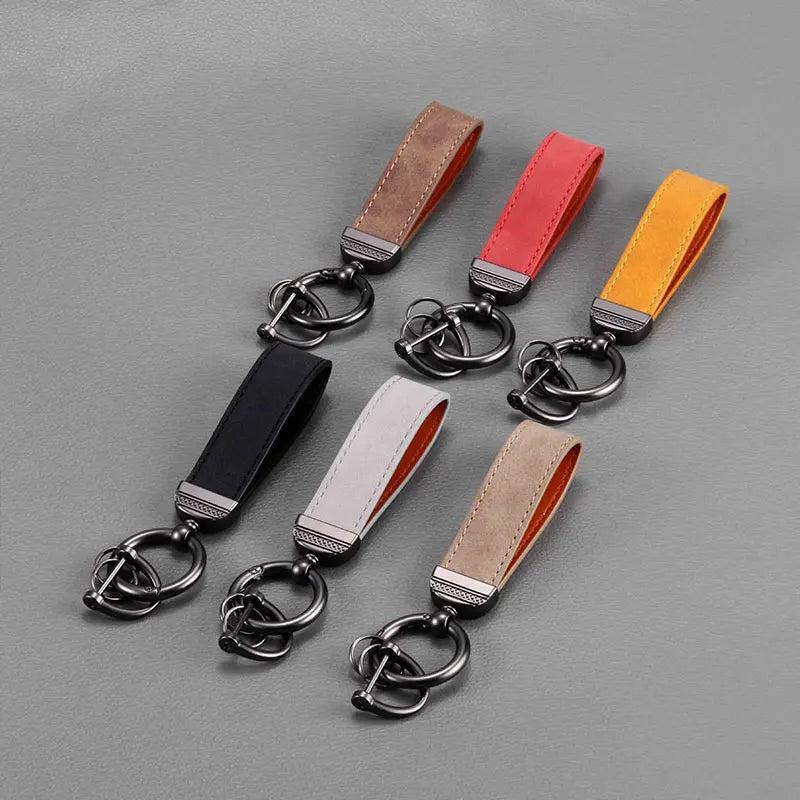 1PC Simple PU Leather Keychain Women Men Car Key Ring Chain Holder Key Strap Waist Wallet Keyring Business Party Jewelry Gifts