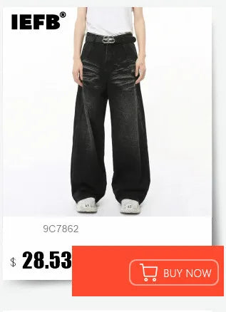 IEFB Summer Men's Denim Pants Old Blue Washed Male Jeans Straight Casual Menwear Loose Wide Leg Trousers New Fashion 9C354