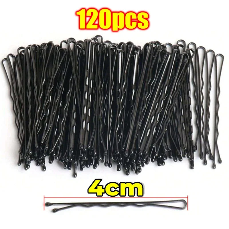 60/600pcs Black Straight Line Hair Clip U-shaped Needle Lady Hairpins Curly Wavy Grips Women Bobby Pins Styling Hair Accessories