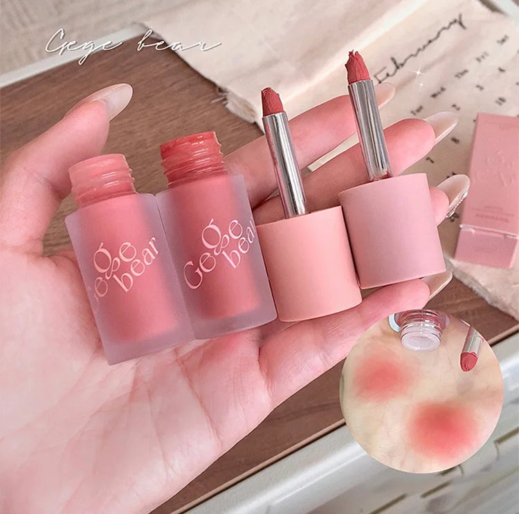 Gege Bear Smooth Multi-purpose Cream Expansion Color Blush Eye Shadow Not Easy to Fade Nude Matte Velvet Lip Glaze