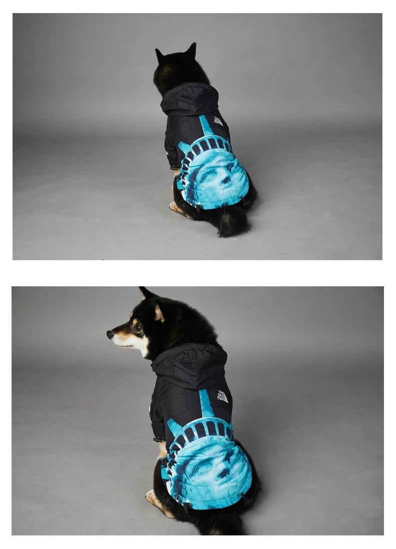 French Bulldog Stormproof Jacket Windproof Waterproof Dog Coat with Face Cover,Reflective Sports Outfit for Frenchie Winter Wear