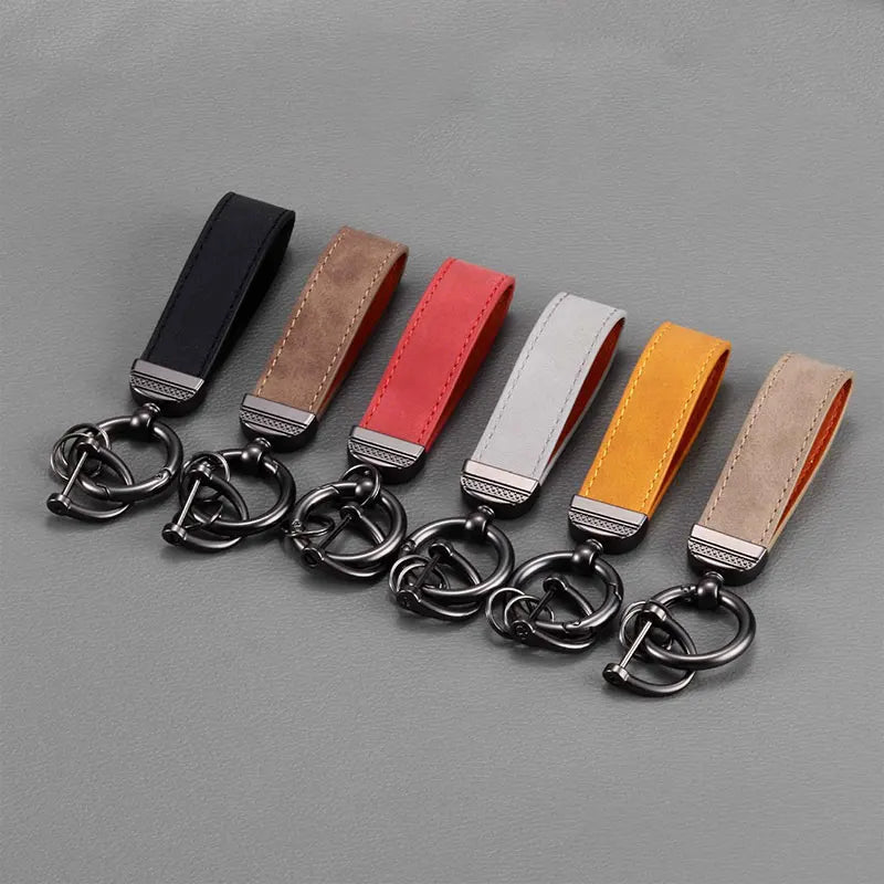1PC Simple PU Leather Keychain Women Men Car Key Ring Chain Holder Key Strap Waist Wallet Keyring Business Party Jewelry Gifts