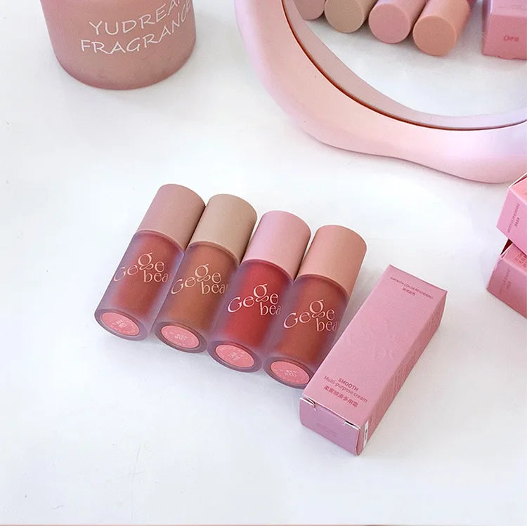 Gege Bear Smooth Multi-purpose Cream Expansion Color Blush Eye Shadow Not Easy to Fade Nude Matte Velvet Lip Glaze