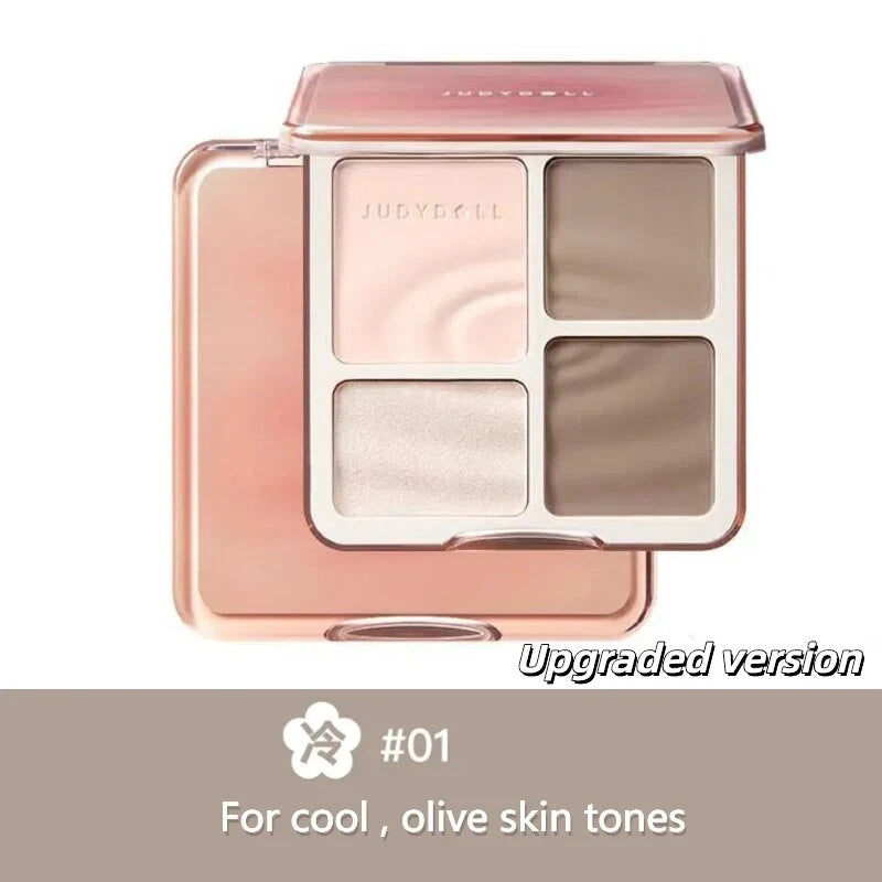 Judydoll Highlighter Contour Bronzer Palette Nude Makeup Natural Facial 3D Nose Shadow Long-Lasting Waterproof Cosmetics Makeup
