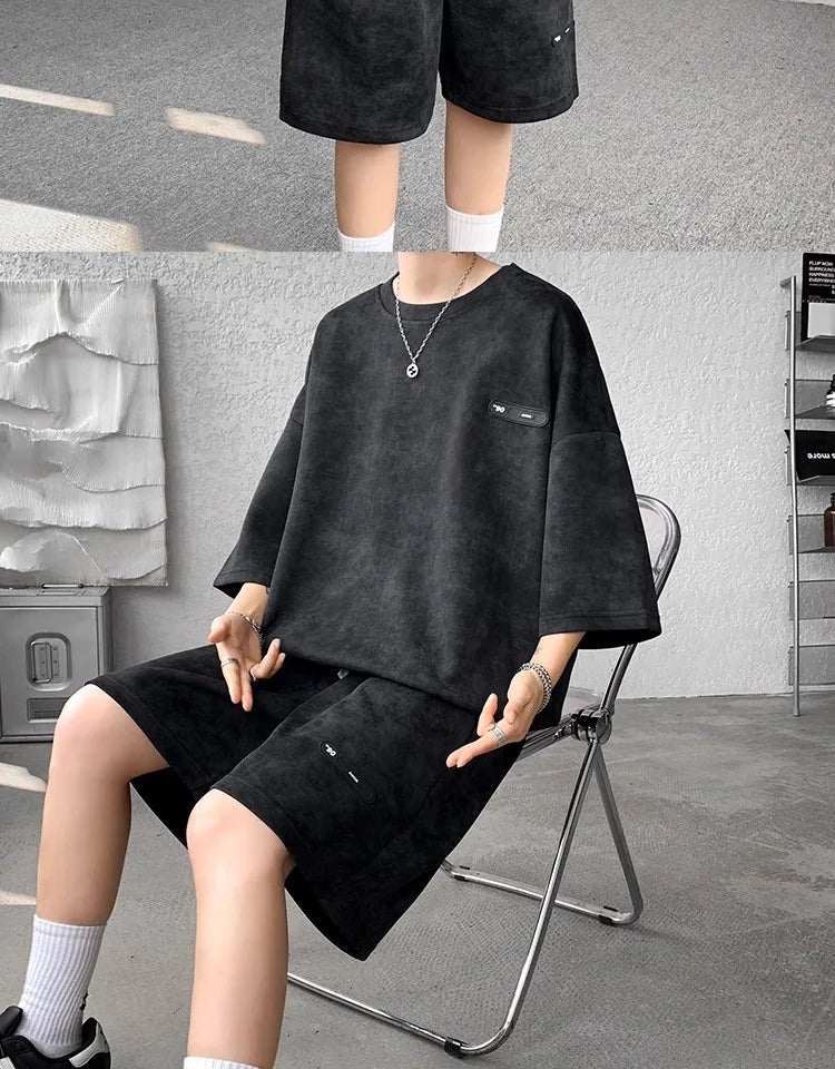 Loose Spor Men's ort Sve Tie-Dye Set Summer Faion Casual Versatile Teenage Boys' Outfit Comfortable Breathable