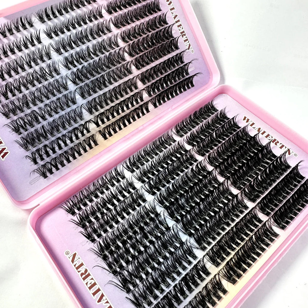 Faux Mink Eyelashes 540Cluster C Curled 9-16mm Mixed Natural Eyelash Extension 3D Russian Strip Personal Eyelash Makeup Tool