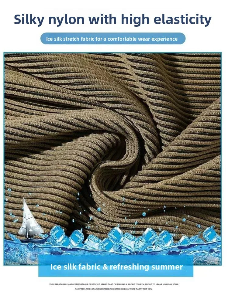 Ice Silk Sportswear Set Men's Summer Thin Casual Pants ort Sve Qui Dry Drapey Clothes  Lightweight Outfit