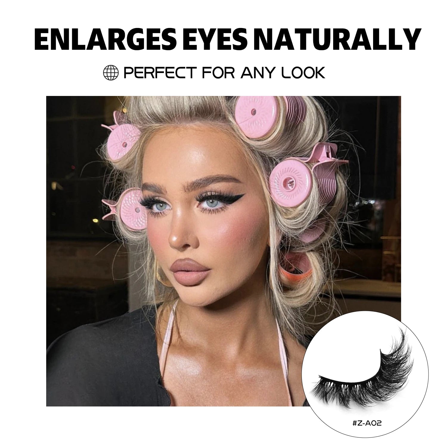 GROINNEYA 3D Mink Lashes Cat Eyelashes Fluffy Wispy Volume Lashes Natural Feathery Effect Lightweight Flexible Band Fake Lashes