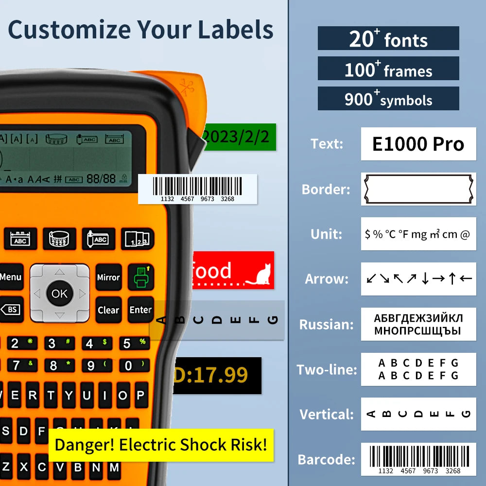 Industrial Label Printer Portable Electronic Labeller 203dpi Compatible for Brother Heat Shrink Tube Printer for Wraping Cabel