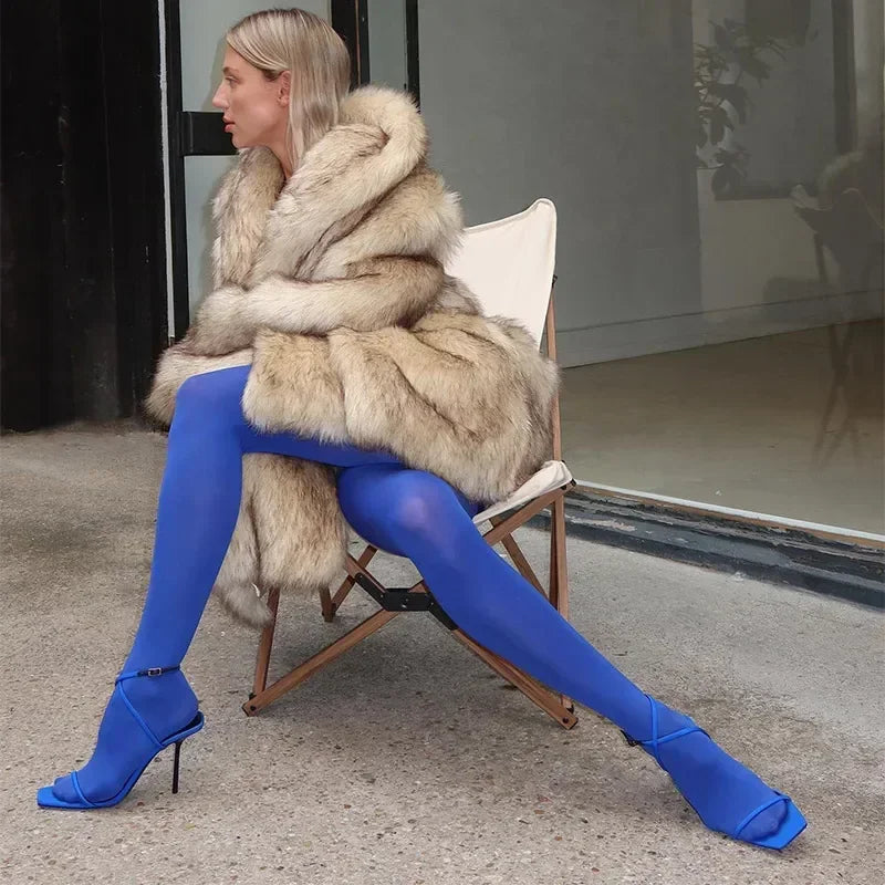 Winter Lady Luxurious Lapel Faux Fur Coats Fashion High Street Long Sleeve Oversize Cardigan Jacket Thick Warm Female Outerwear