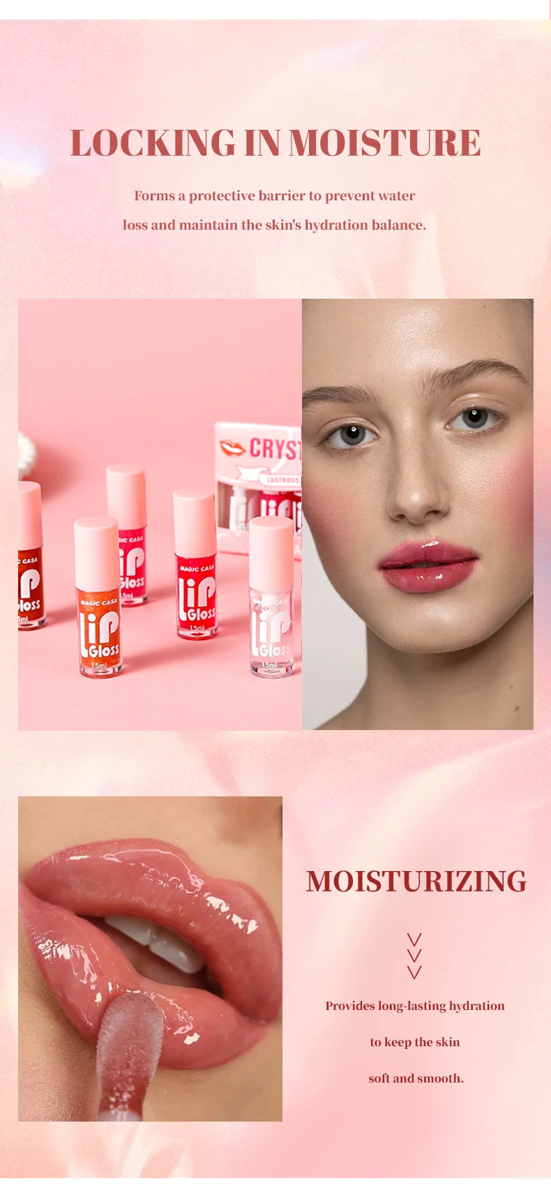 MAGIC CASA 6pcs/set Small bottle Hydrating Jelly Lip Oil long-lasting Moisturizing  smooth shimmering Lip Hydrating Liquid
