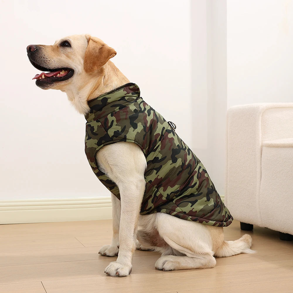Winter Dog Clothes Coat Waterproof Puppy Cat Jacket For Large Dogs Camouflage Print Warm Windproof Pet Labrodor Apparel Costume