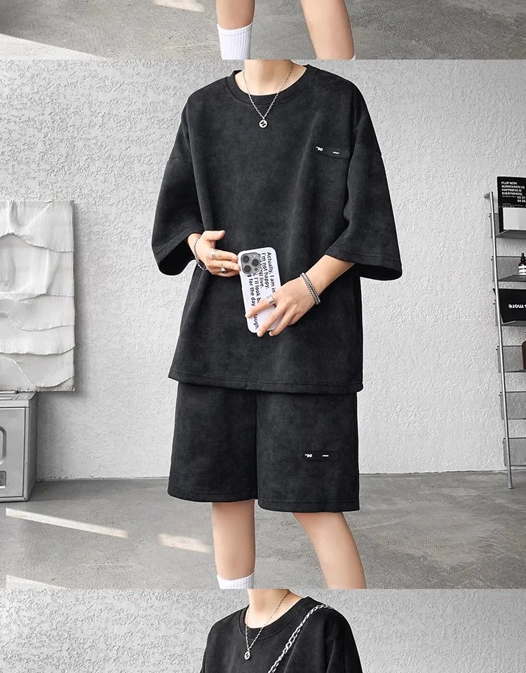 Loose Spor Men's ort Sve Tie-Dye Set Summer Faion Casual Versatile Teenage Boys' Outfit Comfortable Breathable