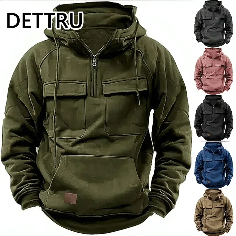 2024 Vintage Men Hoodie Sweatshirt Street Man Clothing Men's Oversized Hooded Pullover Male Retro Harajuku Solid Color Hoody