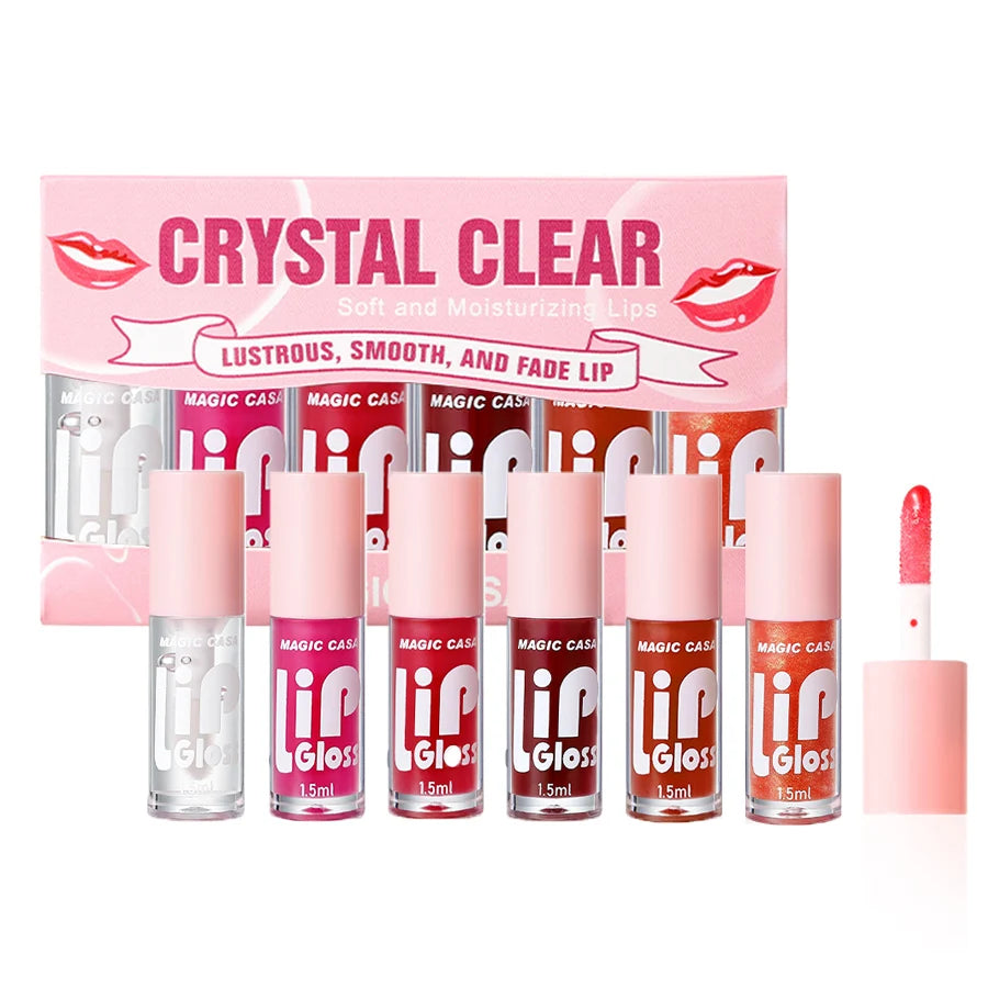 MAGIC CASA 6pcs/set Small bottle Hydrating Jelly Lip Oil long-lasting Moisturizing  smooth shimmering Lip Hydrating Liquid