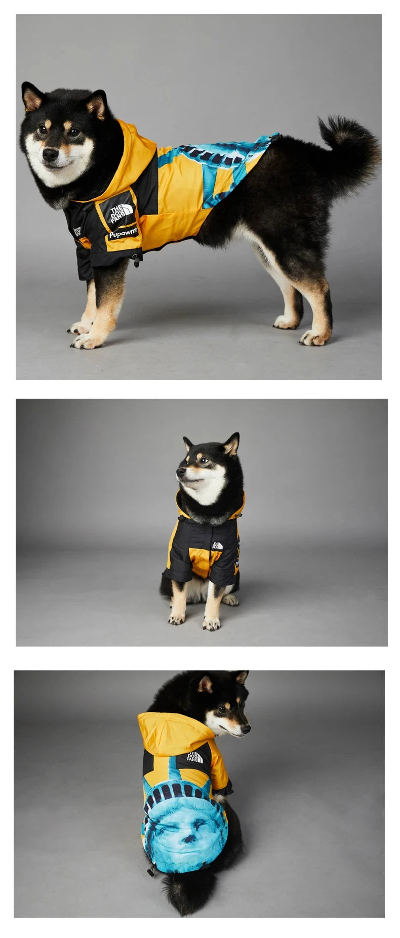 French Bulldog Stormproof Jacket Windproof Waterproof Dog Coat with Face Cover,Reflective Sports Outfit for Frenchie Winter Wear