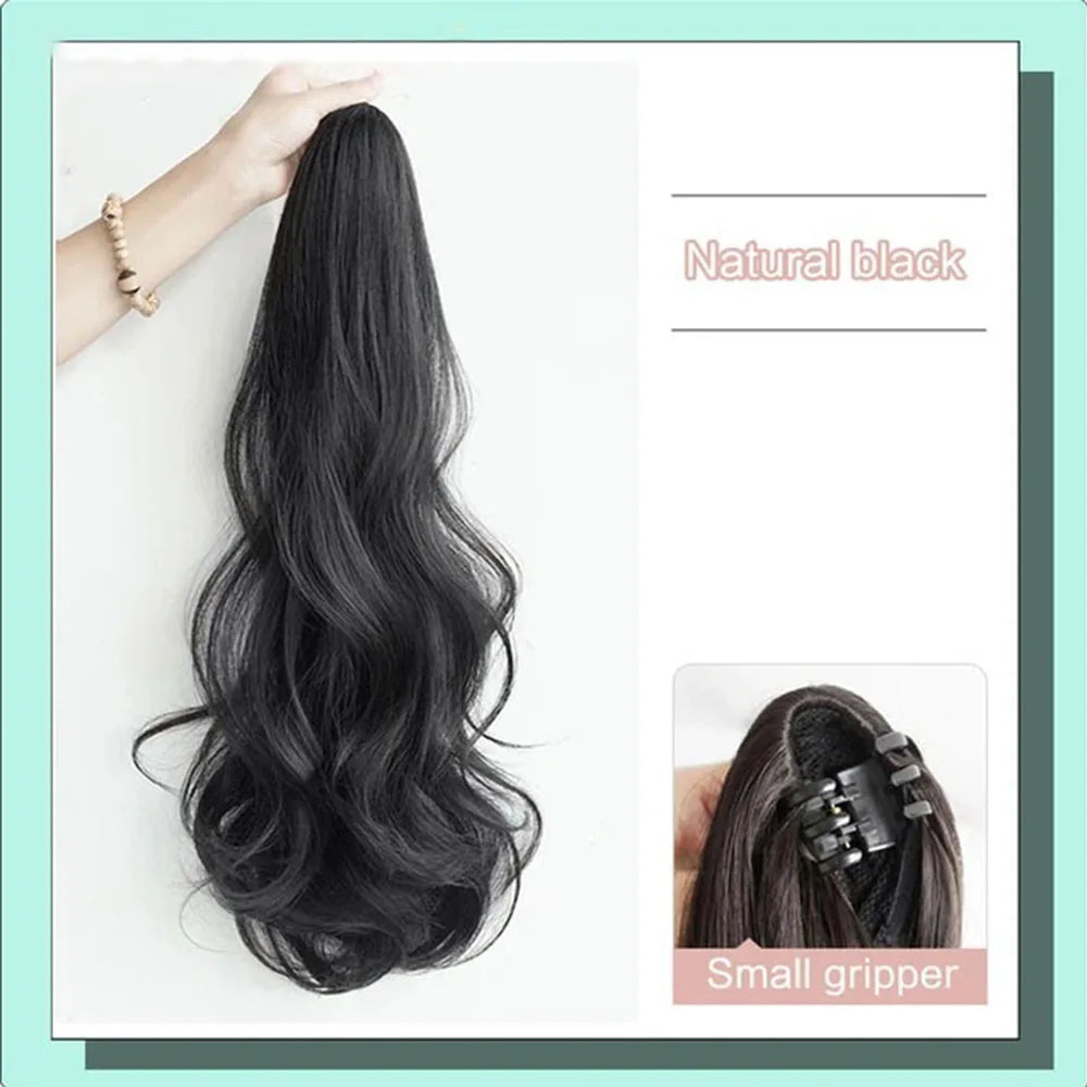 Synthetic Long Straight Claw Clip On Ponytail Hair Extensions 50cm Heat Resistant Pony Tail Hair piece For Women Daily Party
