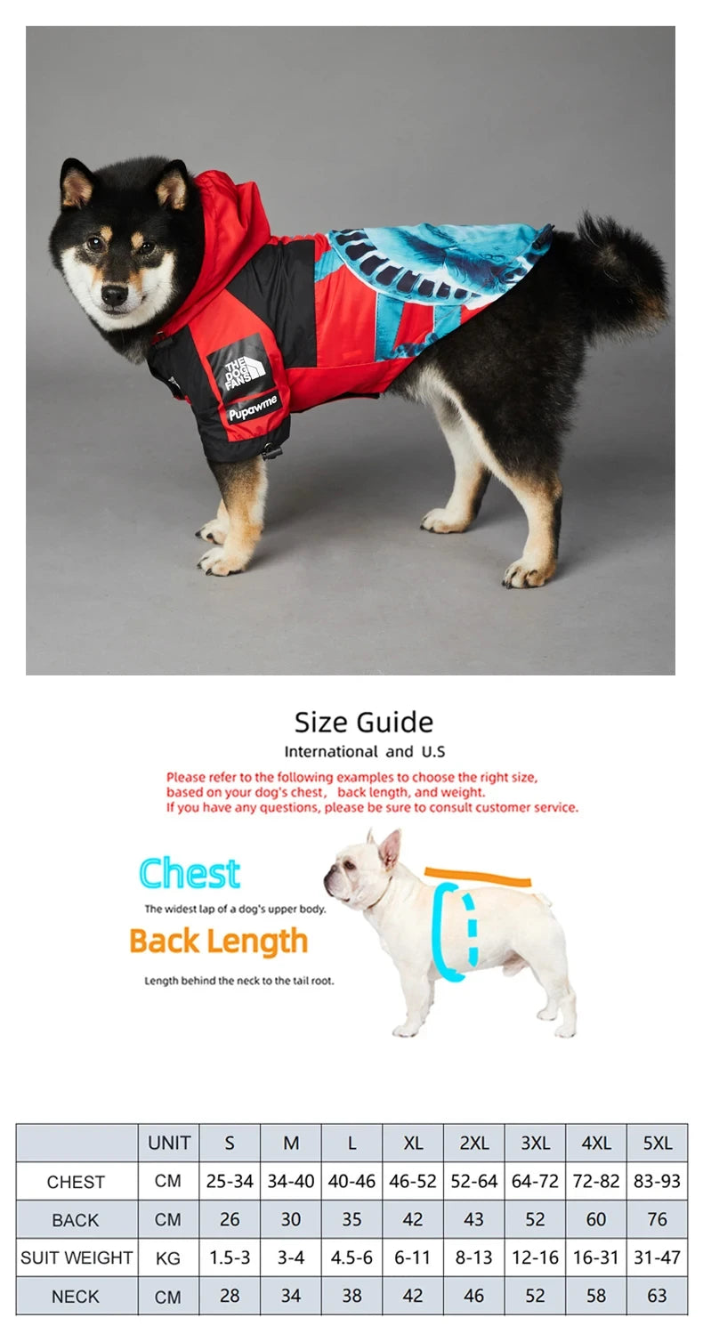 French Bulldog Stormproof Jacket Windproof Waterproof Dog Coat with Face Cover,Reflective Sports Outfit for Frenchie Winter Wear