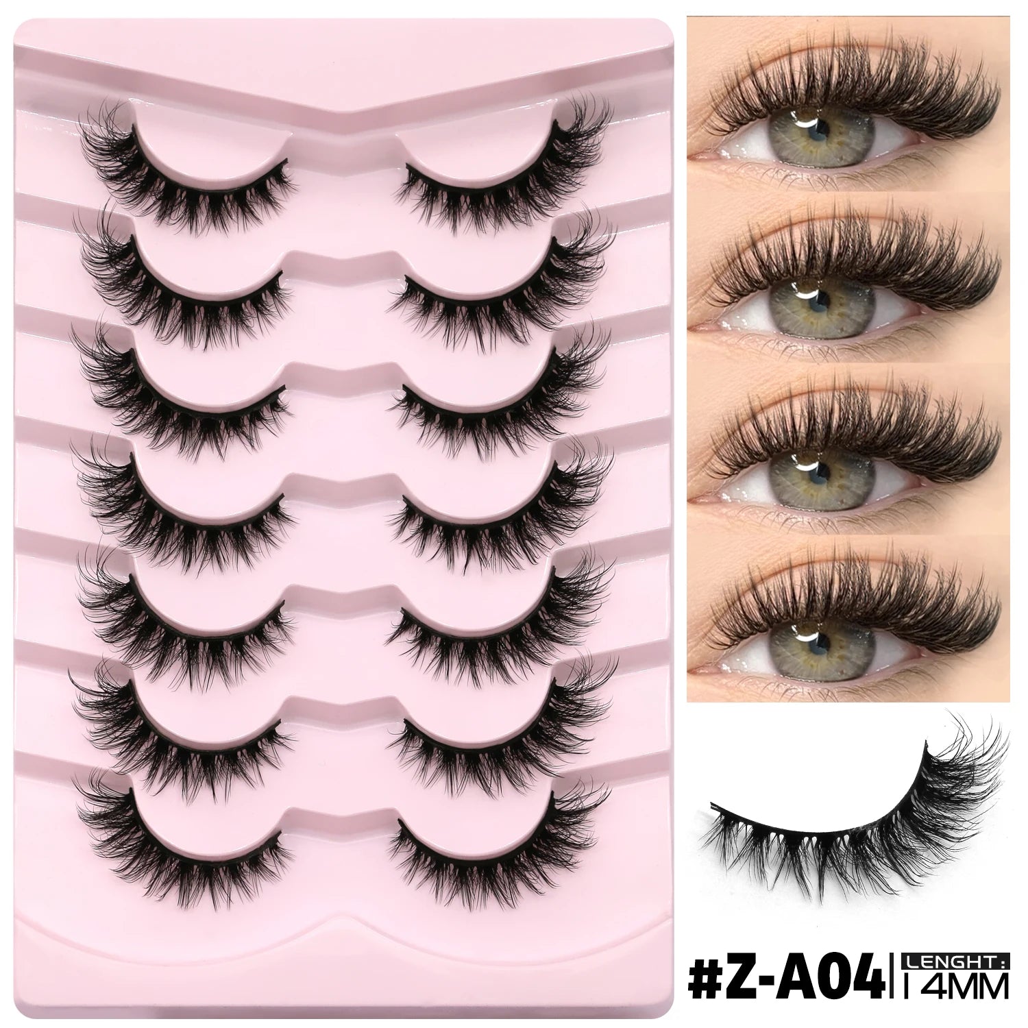 GROINNEYA 3D Mink Lashes Cat Eyelashes Fluffy Wispy Volume Lashes Natural Feathery Effect Lightweight Flexible Band Fake Lashes