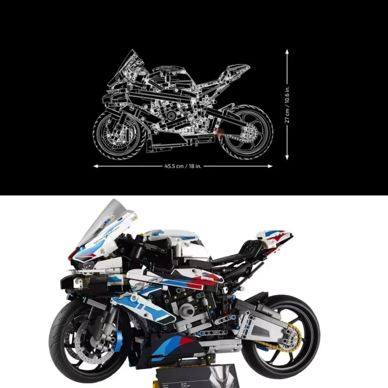 2025Motorcycle Building Bocks Simulation Motorcycle Model Decoration Assembly Model Difficult Toy Boy Educational Creature Gifts