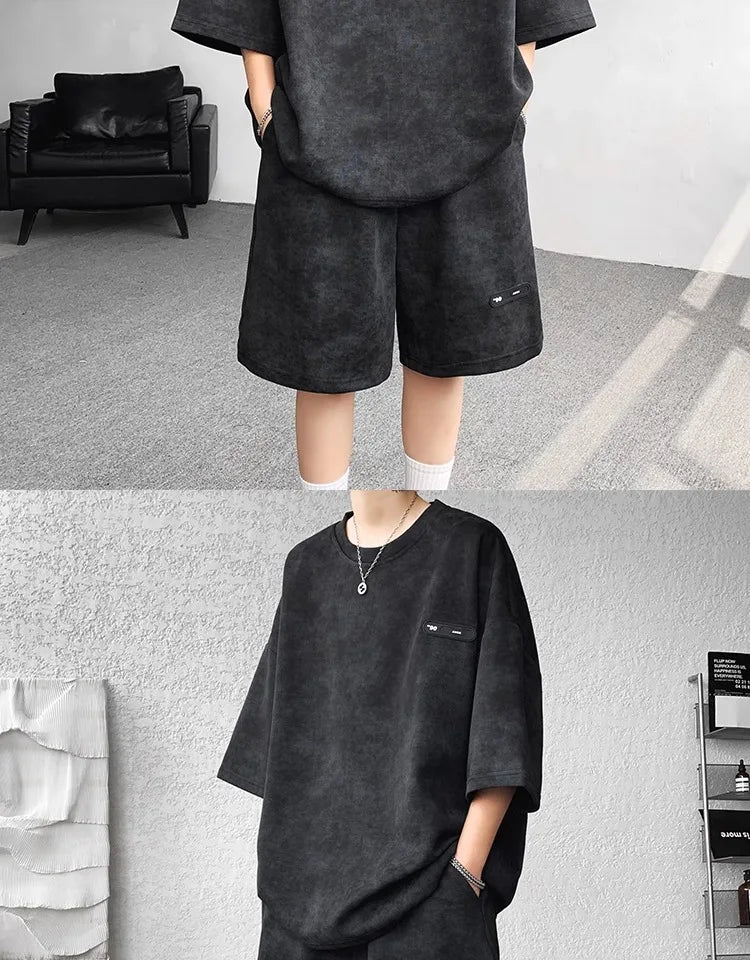 Loose Spor Men's ort Sve Tie-Dye Set Summer Faion Casual Versatile Teenage Boys' Outfit Comfortable Breathable