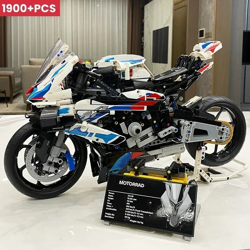 2025Motorcycle Building Bocks Simulation Motorcycle Model Decoration Assembly Model Difficult Toy Boy Educational Creature Gifts