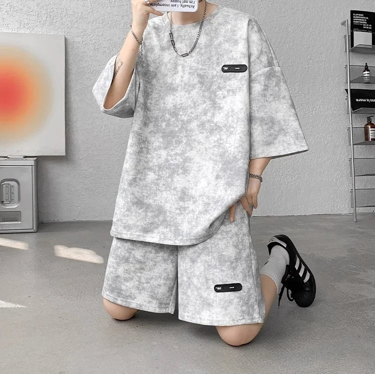 Loose Spor Men's ort Sve Tie-Dye Set Summer Faion Casual Versatile Teenage Boys' Outfit Comfortable Breathable