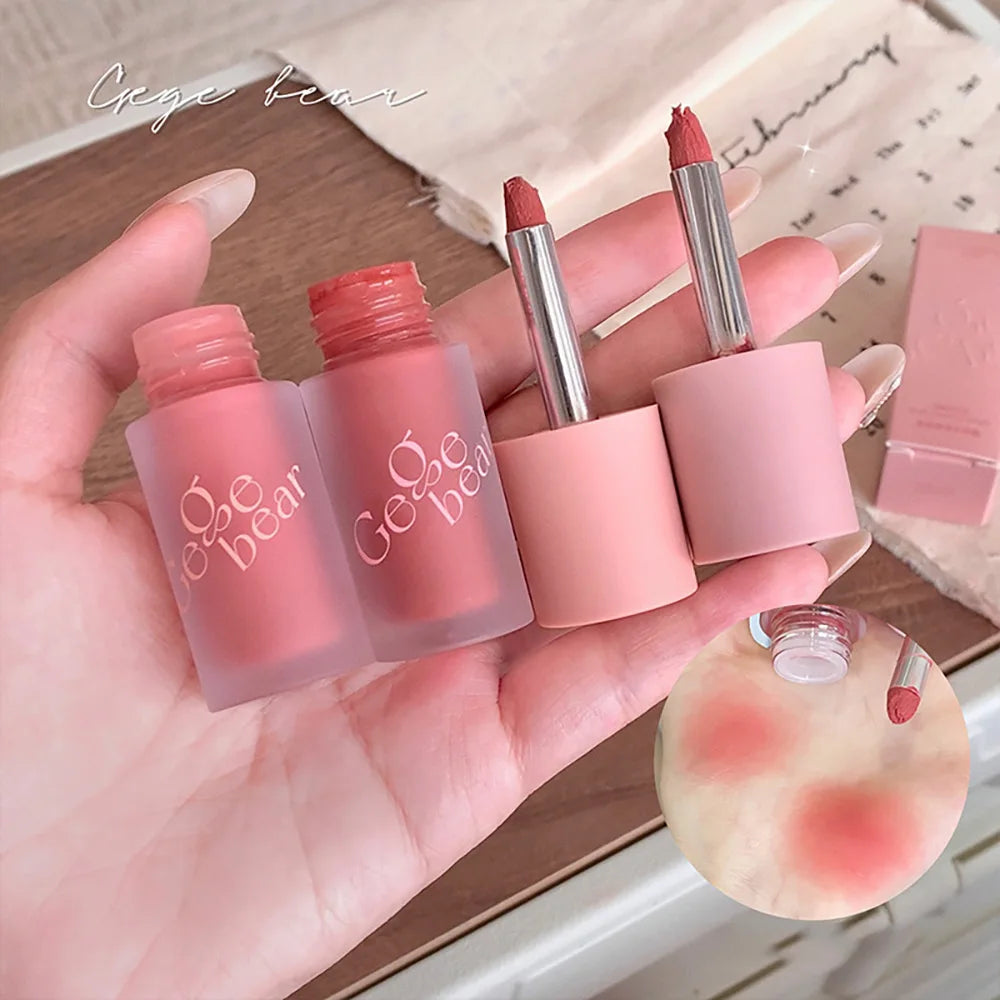 Gege Bear Smooth Multi-purpose Cream Expansion Color Blush Eye Shadow Not Easy to Fade Nude Matte Velvet Lip Glaze