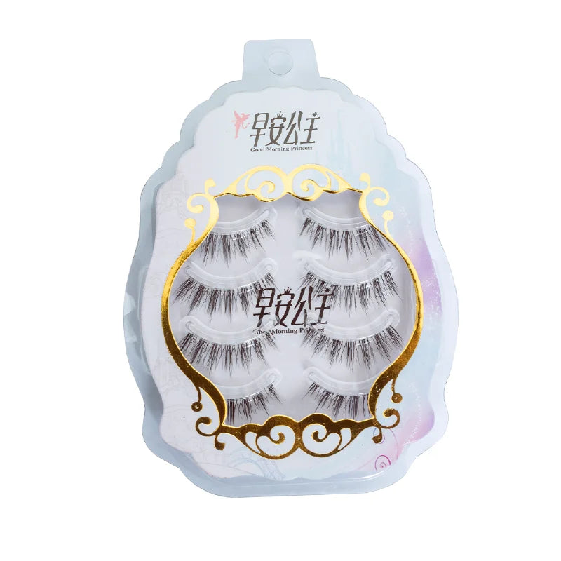 4pairs Natural False Eyelashes Thin Band Hand Made Short Lighter Eyelash Cosplay Korean Fashion Wispy Extension Makeup Tools