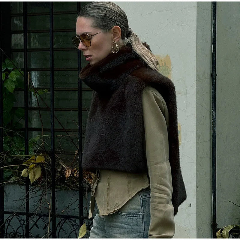 Winter Lady Luxurious Lapel Faux Fur Coats Fashion High Street Long Sleeve Oversize Cardigan Jacket Thick Warm Female Outerwear