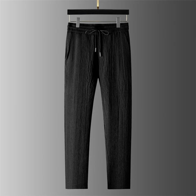 Ice Silk Qui Dry Linen Set Men Summer Thin Loose Set ort Sve Nine Points Pants Two Piece Set Trendy Casual Sportswear