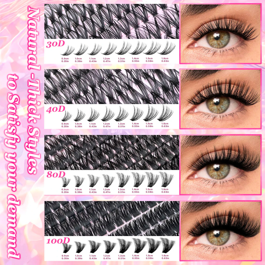 DIY Lash Extension Kit 720pcs Lash Clusters Individual Eyelashes Kit with Lash Bond and Seal Wispy Natural Mange Lashes