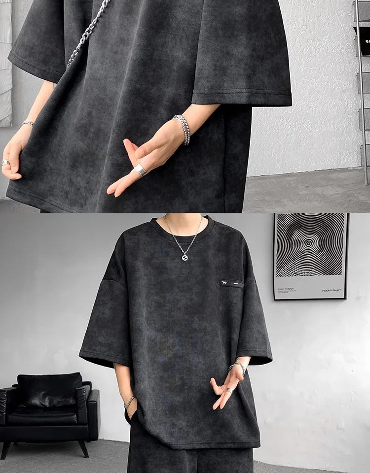 Loose Spor Men's ort Sve Tie-Dye Set Summer Faion Casual Versatile Teenage Boys' Outfit Comfortable Breathable