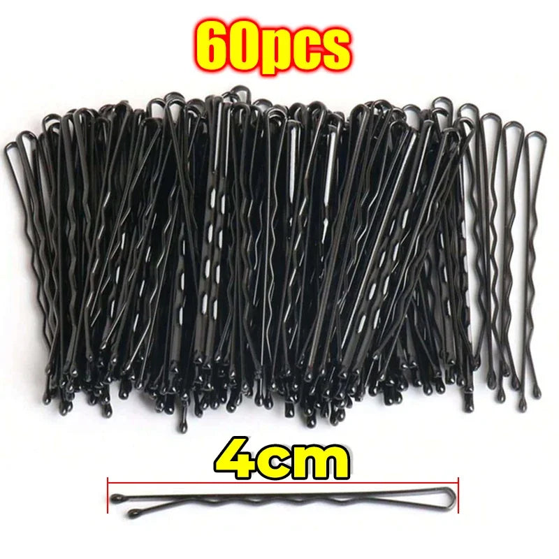 60/600pcs Black Straight Line Hair Clip U-shaped Needle Lady Hairpins Curly Wavy Grips Women Bobby Pins Styling Hair Accessories
